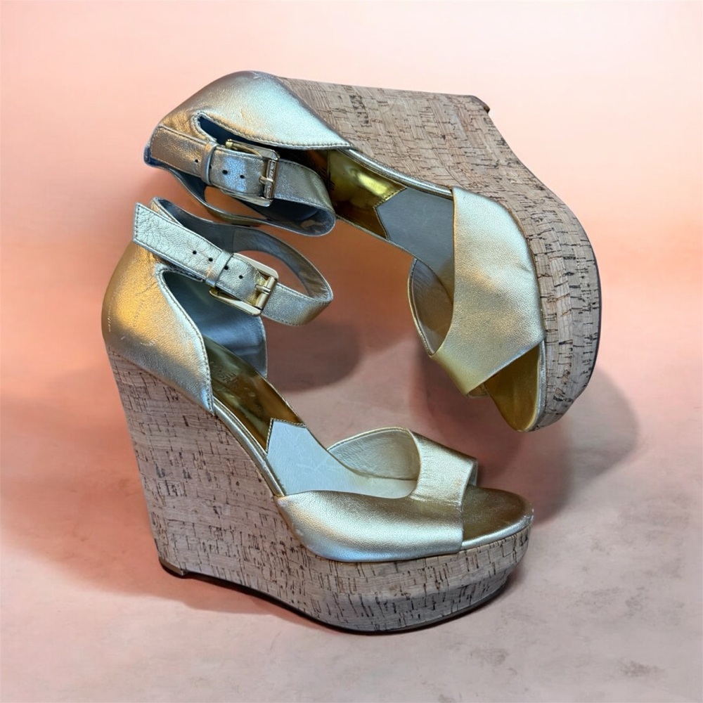 Michael Kors Metallic Gold Wedge Sandals